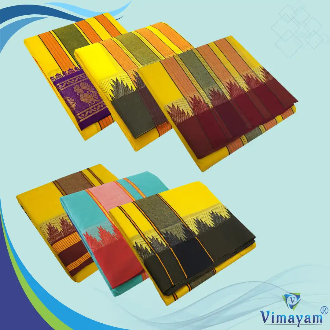 TEMPLE BORDER COLOUR DHOTI – COLOUR DHOTIES | Vimayam Dhoties